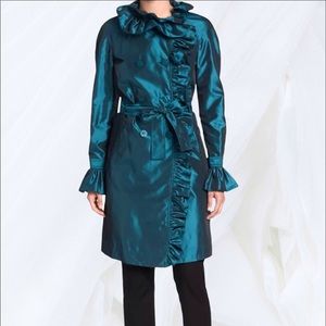 St. John Ruffled Trench Coat size 6